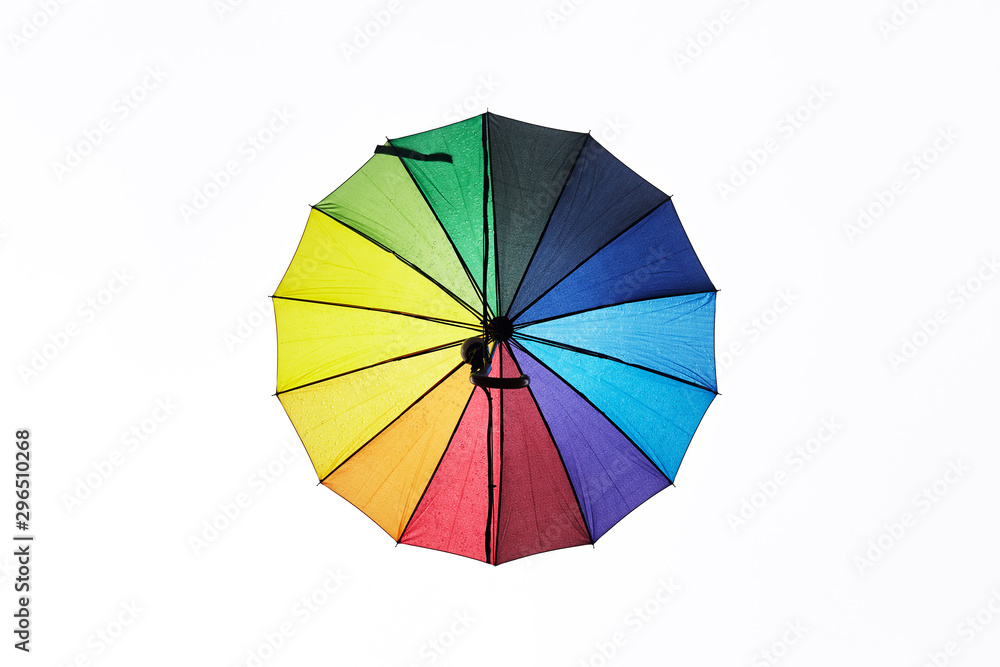multicolored umbrella decoration on white background.