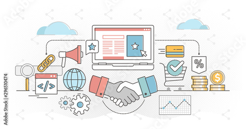 Affiliate marketing outline concept vector illustration