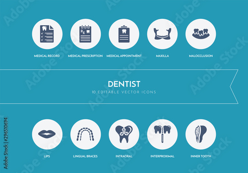 10 dentist concept blue icons