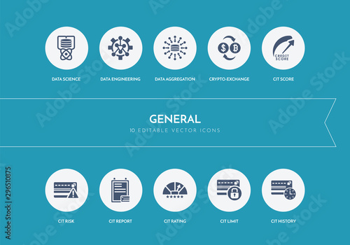 10 general concept blue icons