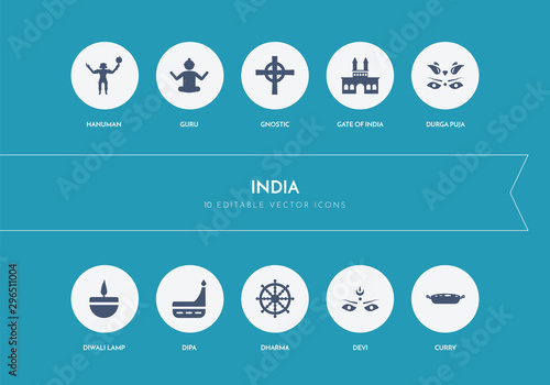 10 india concept blue icons photo