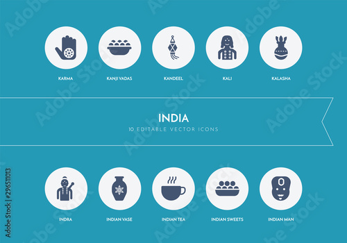 10 india concept blue icons