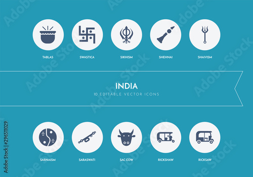10 india concept blue icons