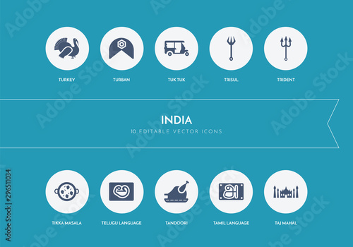 10 india concept blue icons