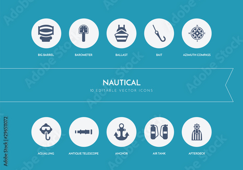 10 nautical concept blue icons
