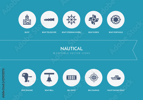 10 nautical concept blue icons