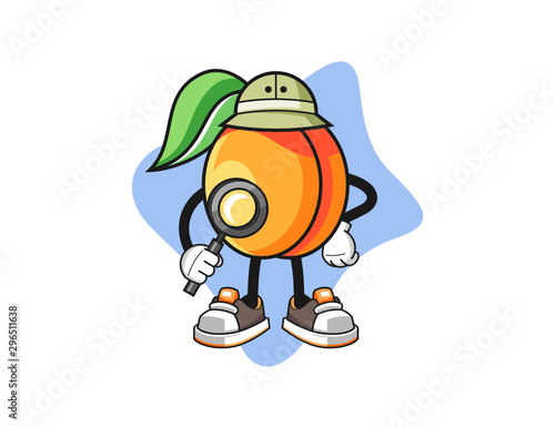 Apricots archaeologist mascot design vector. Cartoon character illustration for business, t shirt, sticker.