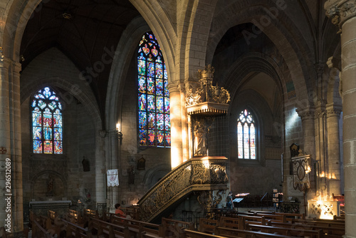 interior view of the Notre Dame de Roncier church in Josselin