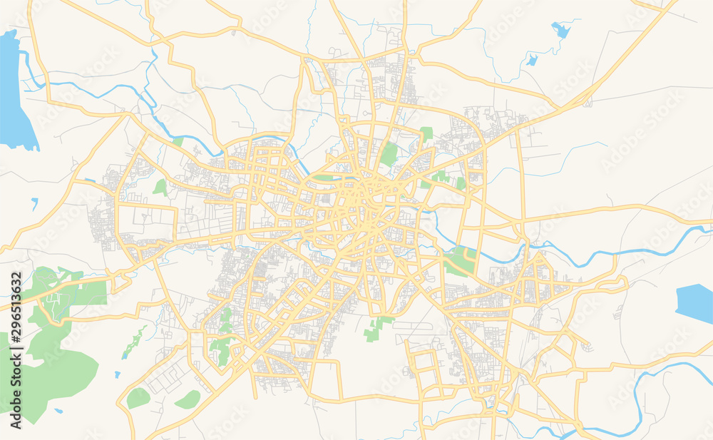 Fototapeta premium Printable street map of Nashik, India