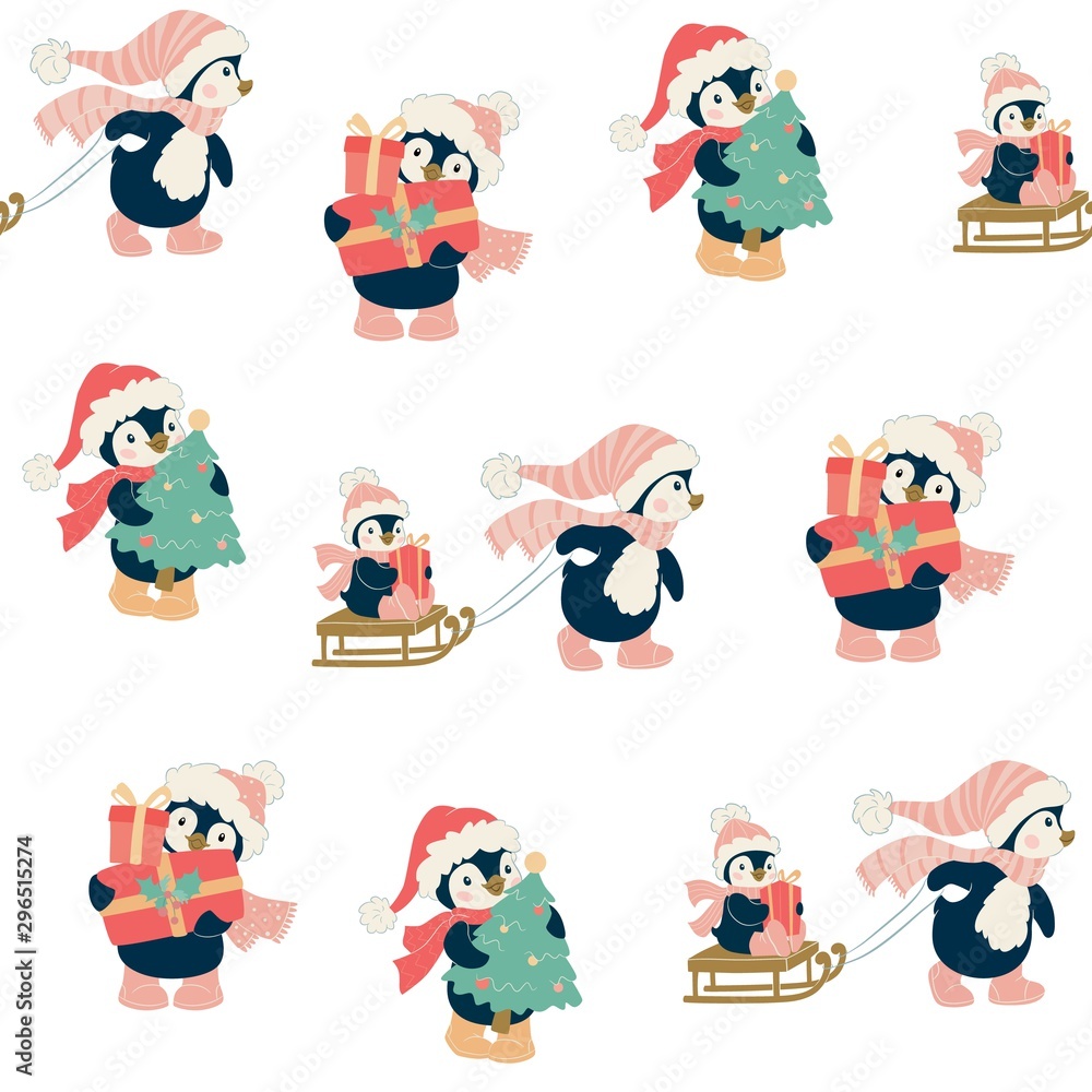 Seamless pattern with penguins Seamless pattern with penguins