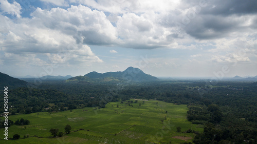 Ariel view of southern Sri Lanka with the central mountain range in view