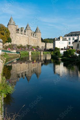 the Oust River canal and Chateau Josselin castle in Brittany