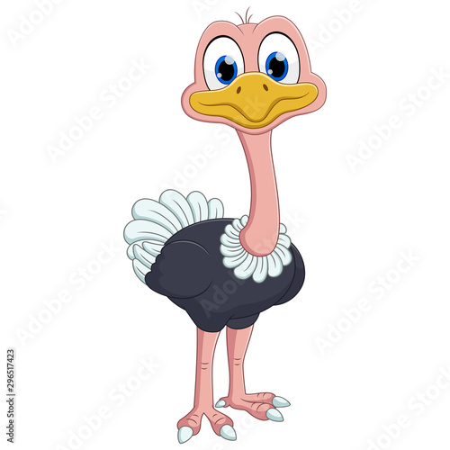 Funny ostrich animal cartoon smiling