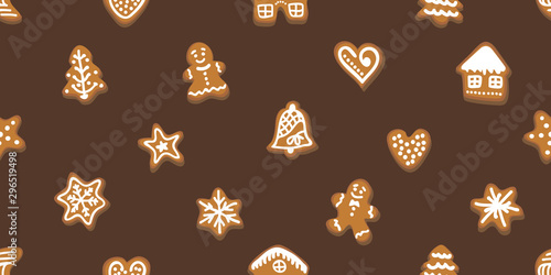 Repeating vector pattern with Christmas cookies. 