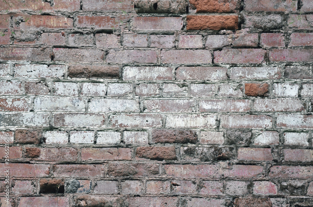 Obraz premium Old brick wall, destruction, cracks. Background, texture.