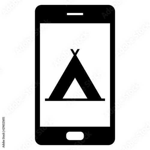 Zelt und Smartphone
