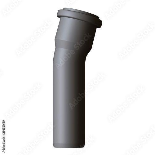 Plastic sewer pipe grey on white background, isolated. 3D rendering of excellent quality in high resolution. It can be enlarged and used as a background or texture.