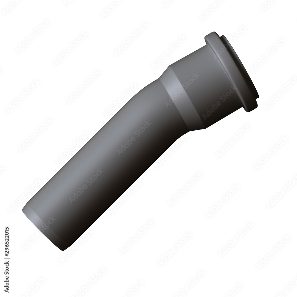 Plastic sewer pipe grey on white background, isolated. 3D rendering of excellent quality in high resolution. It can be enlarged and used as a background or texture. Plastic sewer pipe grey on white background, isolated. 3D rendering of excellent quality in high resolution. It can be enlarged and used as a background or texture.