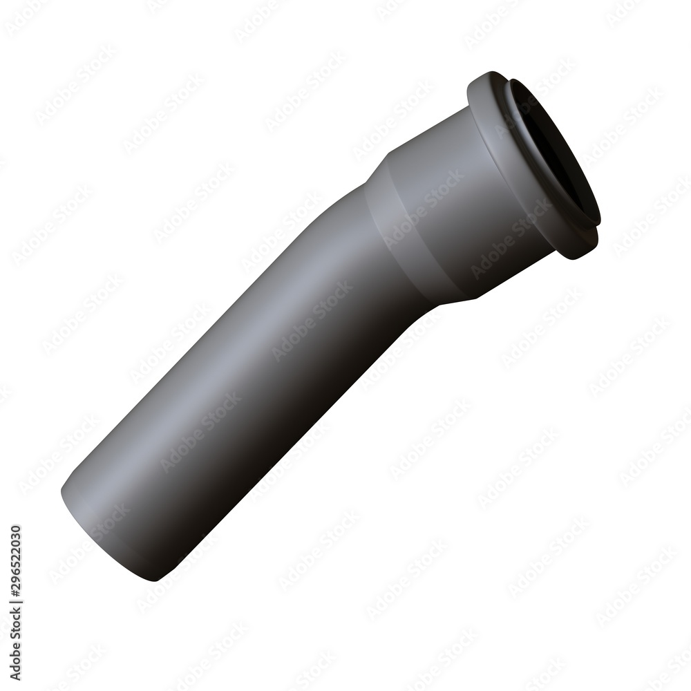 Plastic sewer pipe grey on white background, isolated. 3D rendering of excellent quality in high resolution. It can be enlarged and used as a background or texture. Plastic sewer pipe grey on white background, isolated. 3D rendering of excellent quality in high resolution. It can be enlarged and used as a background or texture.