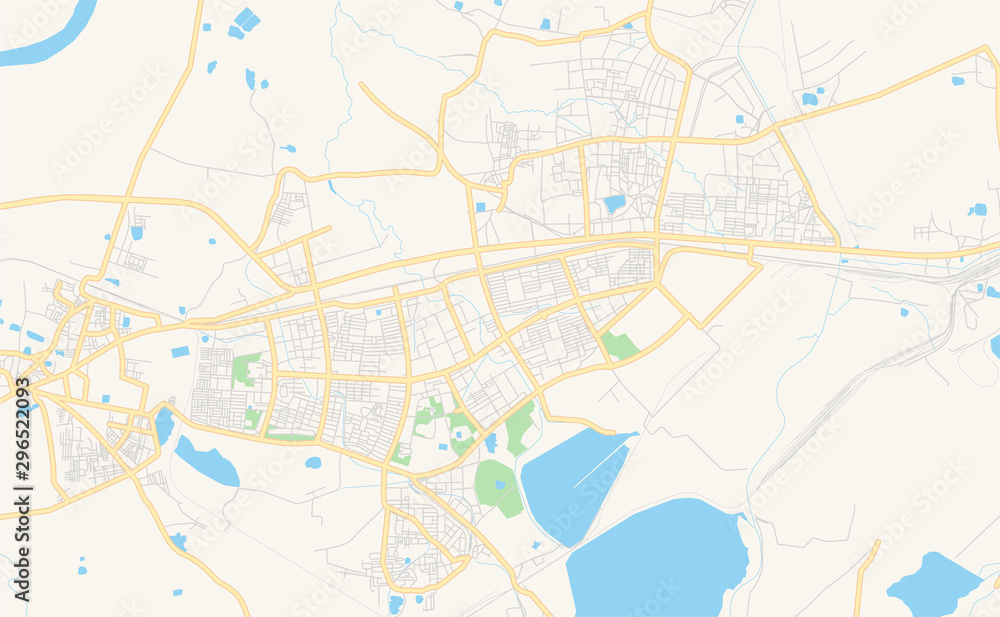 Fototapeta premium Printable street map of Bhilai, India