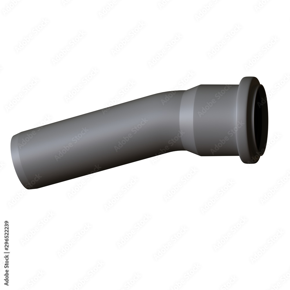 Plastic sewer pipe grey on white background, isolated. 3D rendering of excellent quality in high resolution. It can be enlarged and used as a background or texture. Plastic sewer pipe grey on white background, isolated. 3D rendering of excellent quality in high resolution. It can be enlarged and used as a background or texture.