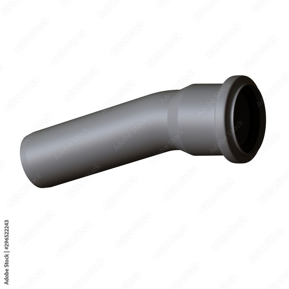 Plastic sewer pipe grey on white background, isolated. 3D rendering of excellent quality in high resolution. It can be enlarged and used as a background or texture. Plastic sewer pipe grey on white background, isolated. 3D rendering of excellent quality in high resolution. It can be enlarged and used as a background or texture.