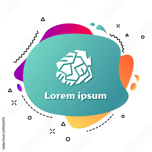 White Crumpled paper ball icon isolated on white background. Abstract banner with liquid shapes. Vector Illustration