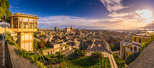 View of Genoa at sunset from 
