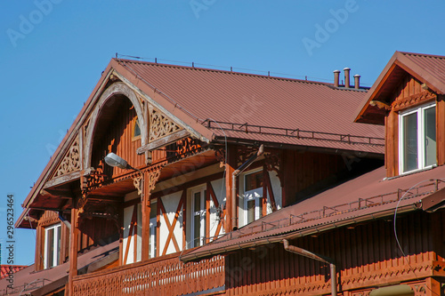 roof of wooden mountain house