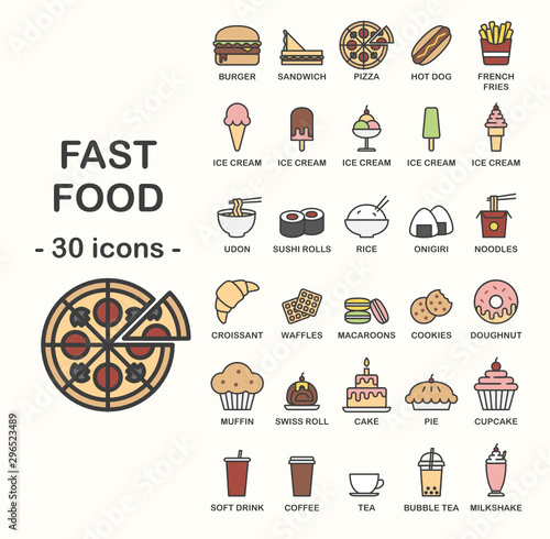 Fast Food Set - 30 Vector Icons 