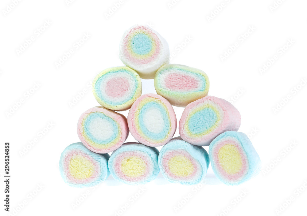 colorful marshmallows candy on white background colorful marshmallows candy on white background