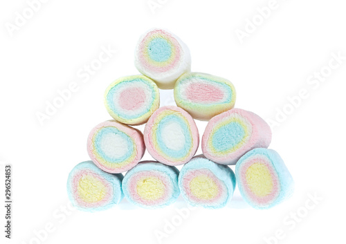 colorful marshmallows candy on white background