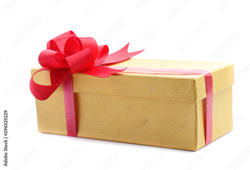 Obraz premium yellow gift box isolated on white