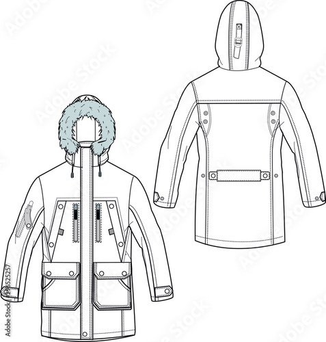 Jacket Garment Sketch Vector Men Women