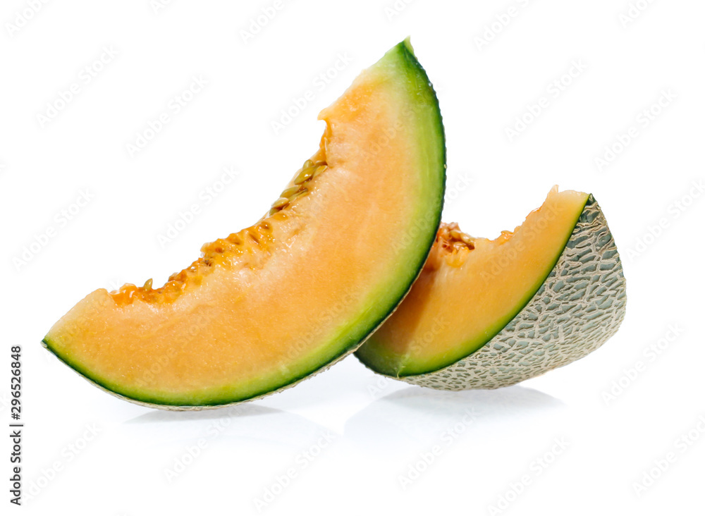 cantaloupe melon slices isolated on white background cantaloupe melon slices isolated on white background