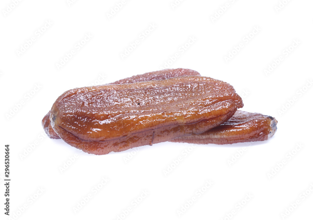 dried bananas (honey baked bananas) on white background dried bananas (honey baked bananas) on white background