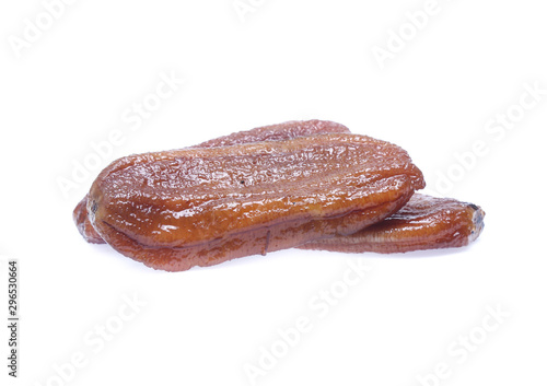 dried bananas (honey baked bananas) on white background