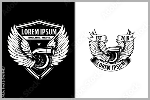 Turbo charger with wing Vector shield logo template
