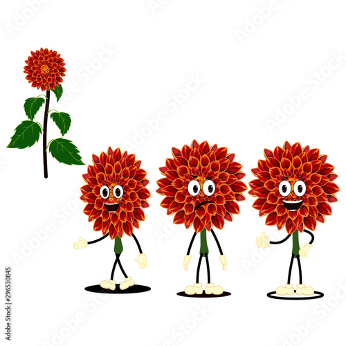 Dhalia Flowers with Expressions - Cartoon Vector Image photo