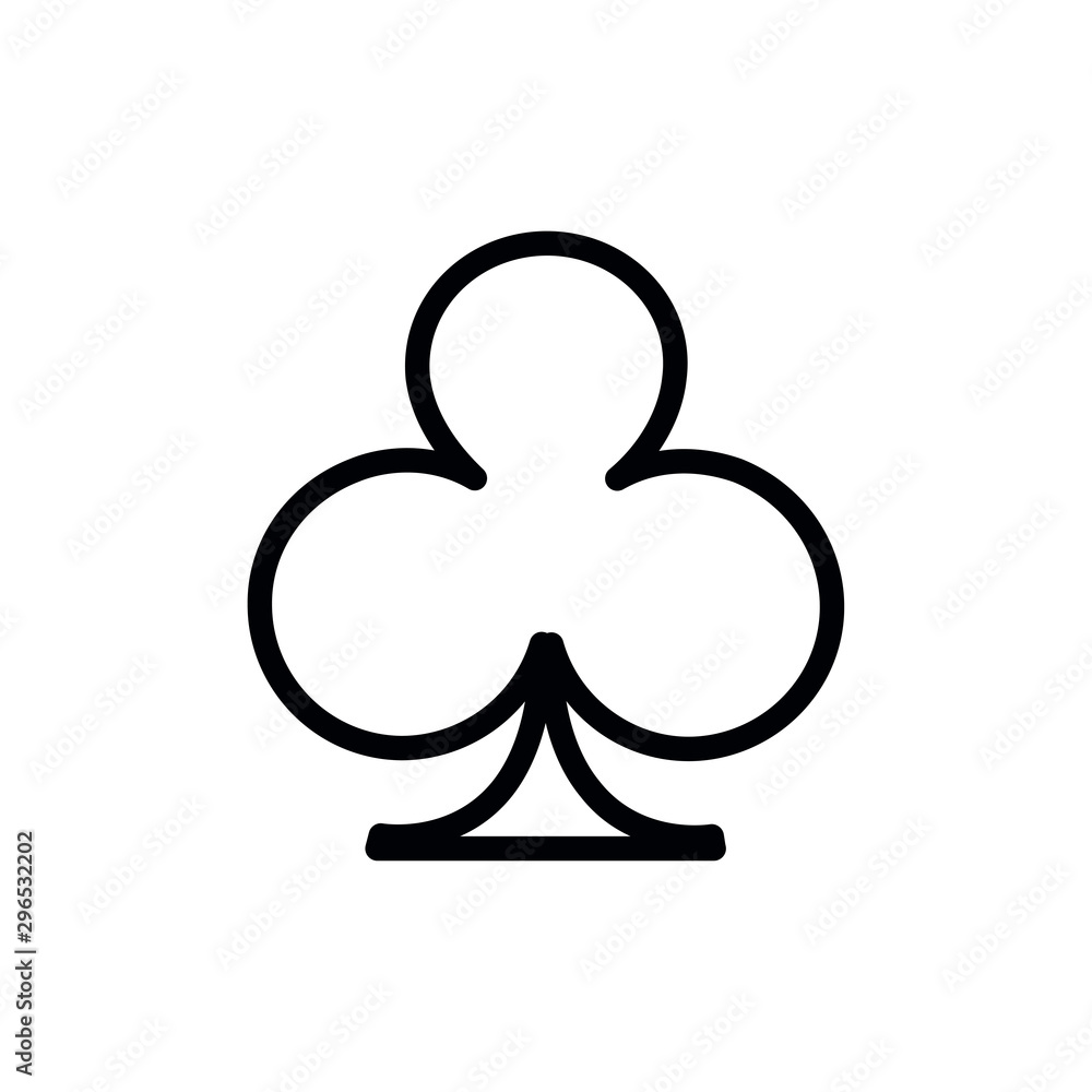 Poker playing card suit clover outline shape single icon. Clubs suit deck  of playing cards used