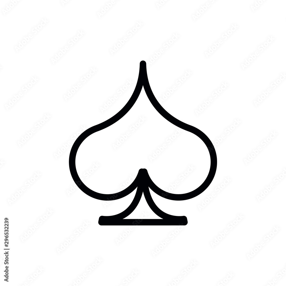 Poker playing card suit Spades outline shape single icon. Spades suit deck  of playing cards used