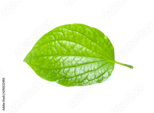 Piper sarmentosum  Wildbetal leafbush leaf isolated on white