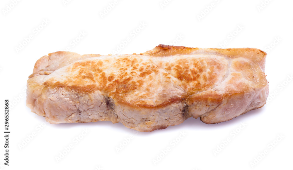 roasted pork slices isolated on white background roasted pork slices isolated on white background