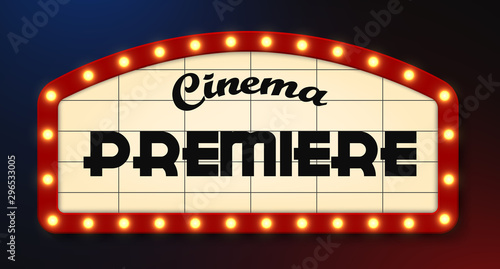 Retro style cinema premiere sign vector illustration