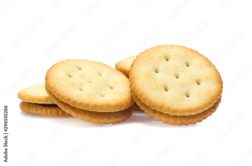 Sandwich biscuits cracker isolated on white background Sandwich biscuits cracker isolated on white background