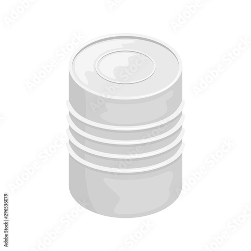 A tin can without a label. 3D vector illustration.