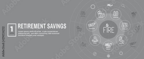 Retirement Savings Icon Set and Web Header Banner