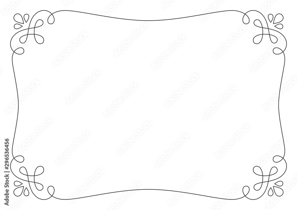 Vector baroque frame twisted spiral border A4. Isolated on white background.