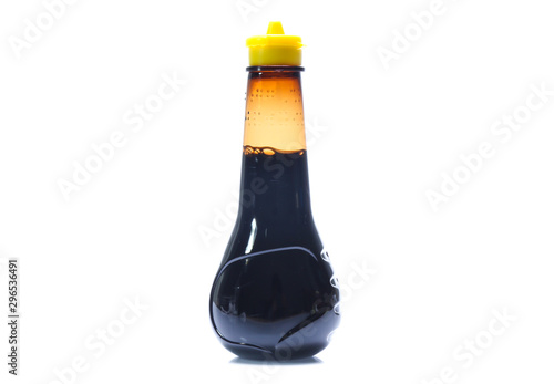soy sauce bottles isolated on white background