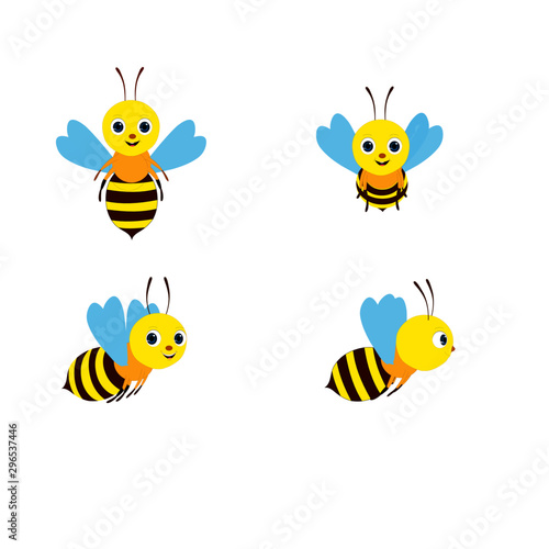 Four Bees - Cartoon Vector Image